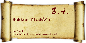 Bekker Aladár névjegykártya