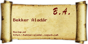 Bekker Aladár névjegykártya